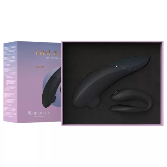 Womanizer Lust&Luxury - vibrator za klitoris in pare - črn komplet
