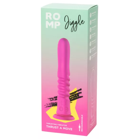 ROMP Jiggle - potisni vibrator z vakuumskim priseskom (rožnata)