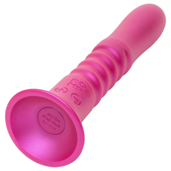ROMP Jiggle - potisni vibrator z vakuumskim priseskom (rožnata)