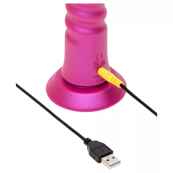 ROMP Jiggle - potisni vibrator z vakuumskim priseskom (rožnata)