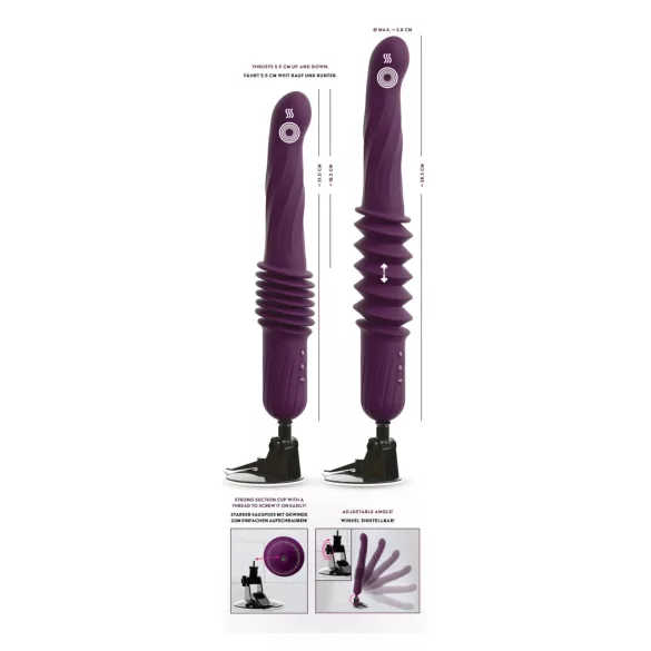 You2Toys - vijolični potisni vibrator z daljinskim upravljanjem in funkcijo segrevanja