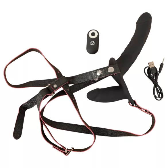 You2Toys - daljinsko voden dvojni nastavek z vibratorjem (črn)