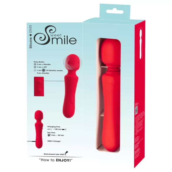 Sweet Smile - akumulatorski, vodoodporni paličasti vibrator (rdeč)