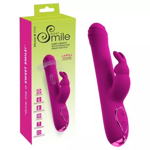 Sweet Smile - potisni, vrteči vibrator z ročajem za klitoris (rožnat)