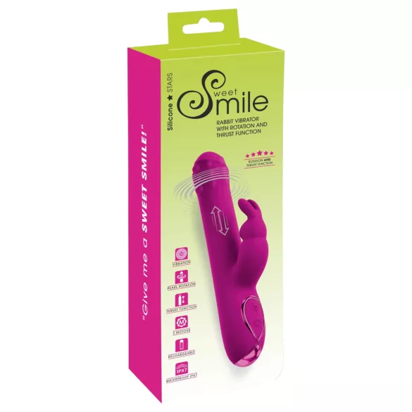 Sweet Smile - potisni, vrteči vibrator z ročajem za klitoris (rožnat)