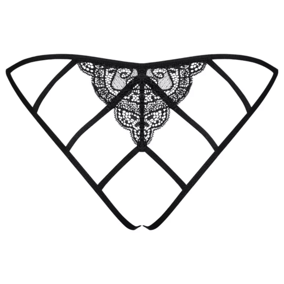 Obsessive - ženske tangice - mrežaste, odprte, čipkaste - črne - L/XL