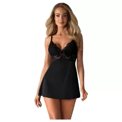 Obsessive - čipkast babydoll in tanga (črna)