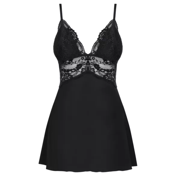 Obsessive - čipkast babydoll in tanga (črna)