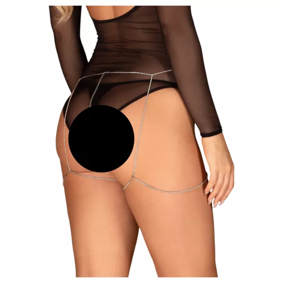 Obsessive Bijou 905 - srebrni okrasni pas spodnji - S-L