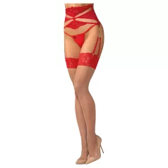   Obsessive - samostoječe nogavice - čipkaste - rdeče - L/XL