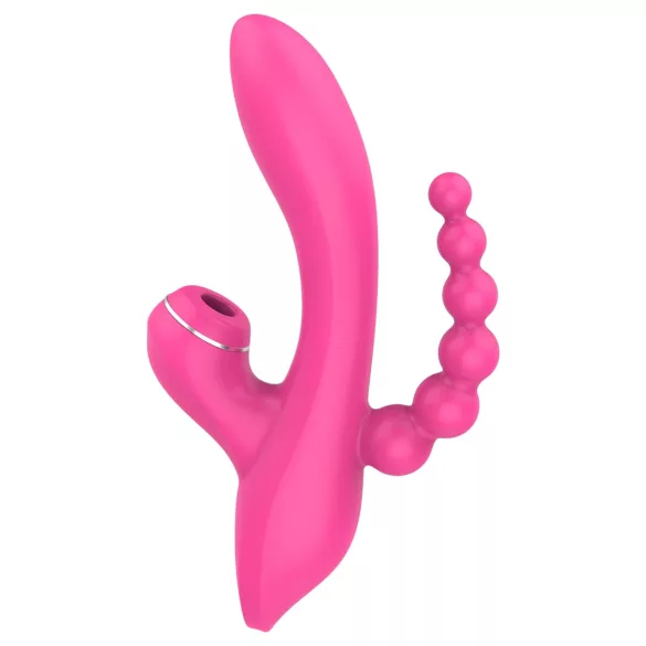 Erospace Sweet Play - G-točkovni vibrator z analno sondo in sesanjem (rožnate barve)