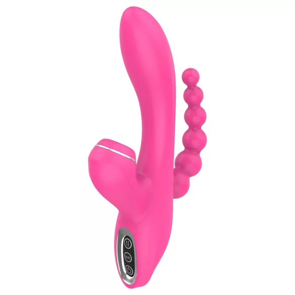 Erospace Sweet Play - G-točkovni vibrator z analno sondo in sesanjem (rožnate barve)