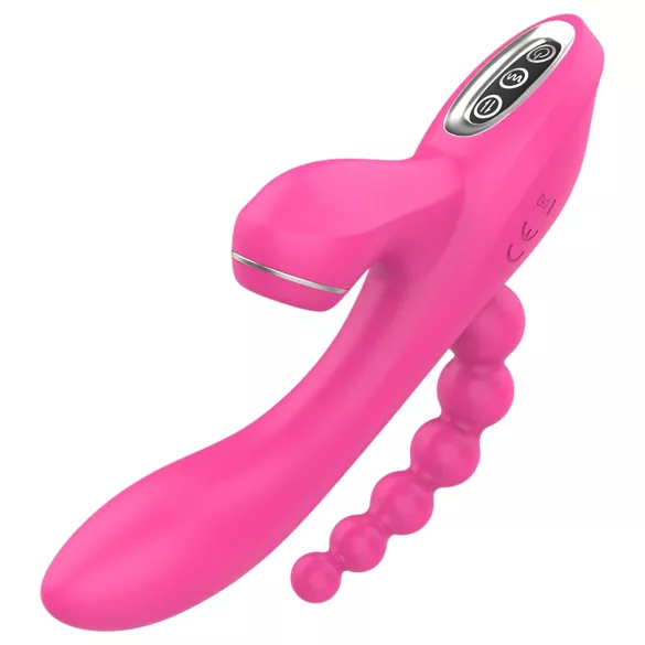 Erospace Sweet Play - G-točkovni vibrator z analno sondo in sesanjem (rožnate barve)