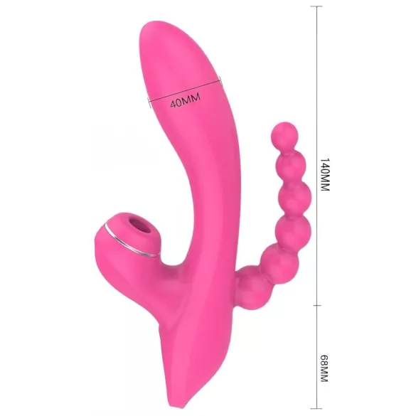 Erospace Sweet Play - G-točkovni vibrator z analno sondo in sesanjem (rožnate barve)
