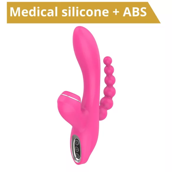 Erospace Sweet Play - G-točkovni vibrator z analno sondo in sesanjem (rožnate barve)