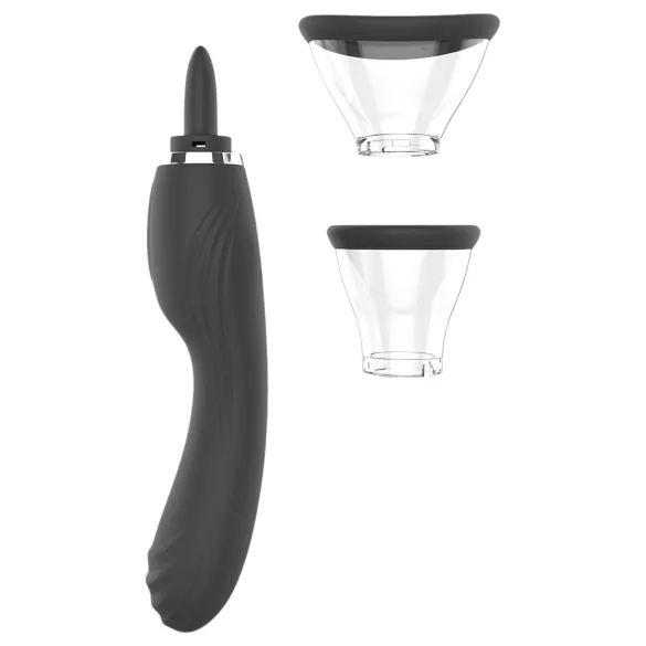 Erospace Sweet Play - 2v1 vibrator za draženje klitorisa z jezikom in sesanjem (črn)
