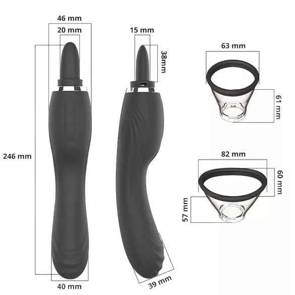 Erospace Sweet Play - 2v1 vibrator za draženje klitorisa z jezikom in sesanjem (črn)