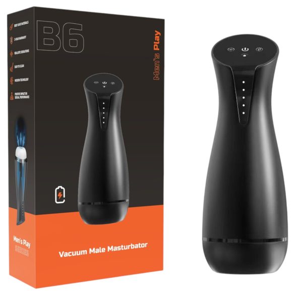 Men's Play - sesalni in vibracijski masturbator s funkcijo grelca (črn)