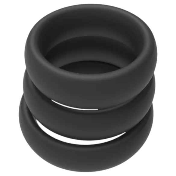 Men's Play - komplet debelih obročkov za penis - črna - 3 kosi