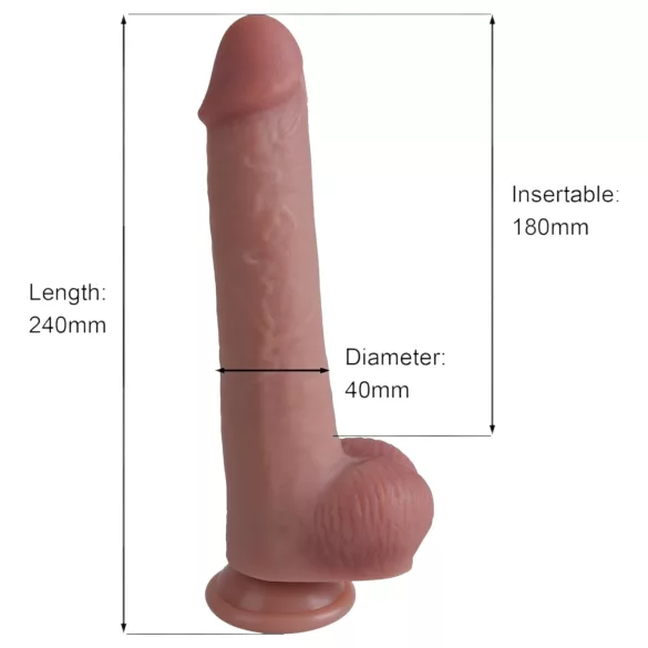 Erospace Natural Play - silikonski dildo 24 cm (barva kože)