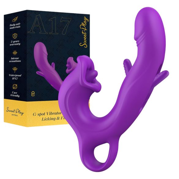 Sweet Play - G-točka vibrator z jezikom in gibljivo glavo - vijoličen