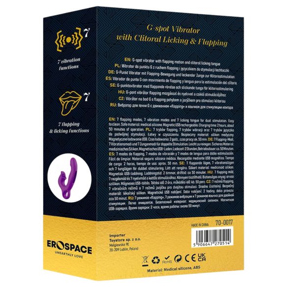 Sweet Play - G-točka vibrator z jezikom in gibljivo glavo - vijoličen