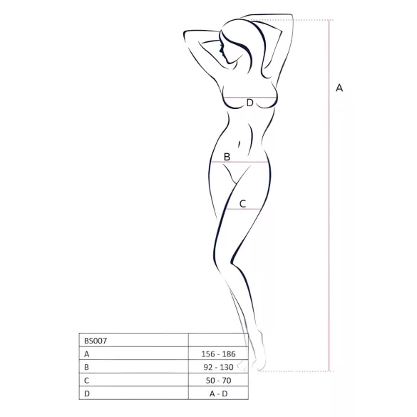 Passion BS007 - mrežasti bodystocking z vzorcem - bel - S-L