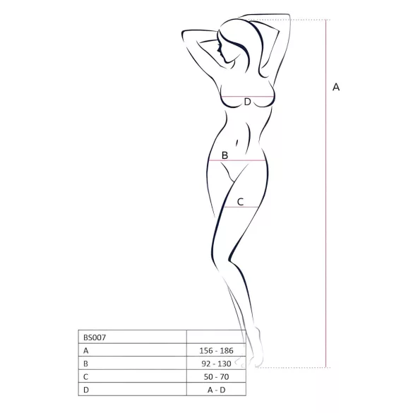 Passion BS007 - mrežasti bodystocking z vzorcem - bel - S-L