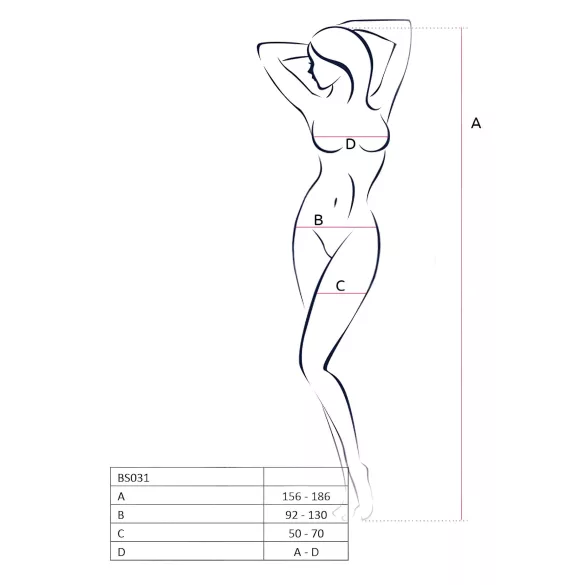 Passion BS031 - odprt catsuit - bela - S-L