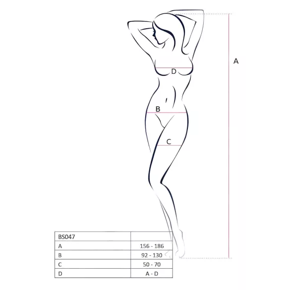Passion BS047 - odprt mrežasti komplet z izrezi - bela - S-L