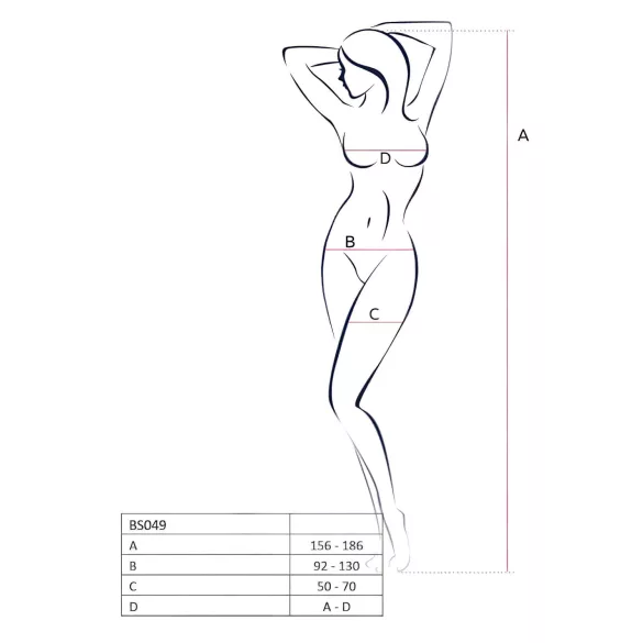 Passion BS049 - seksi mrežasti komplet z ovratnico - rdeč - S-L