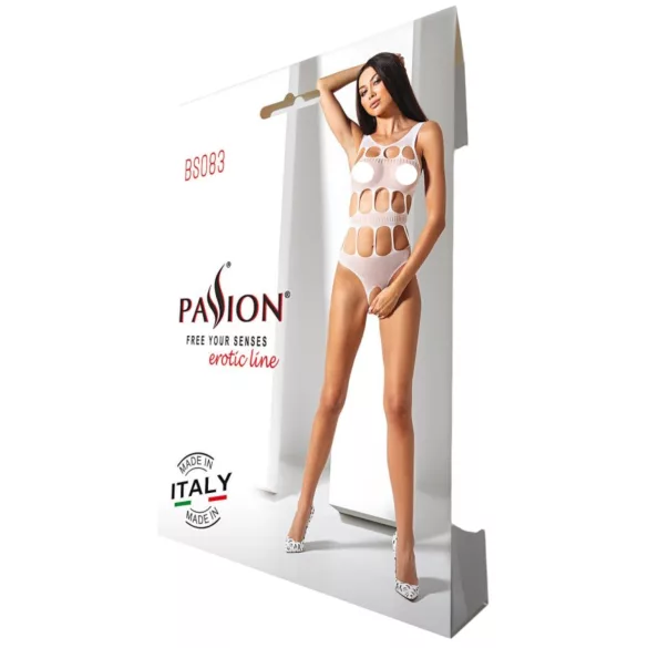 Passion BS083 - odprto mrežasto body - bela - S-L