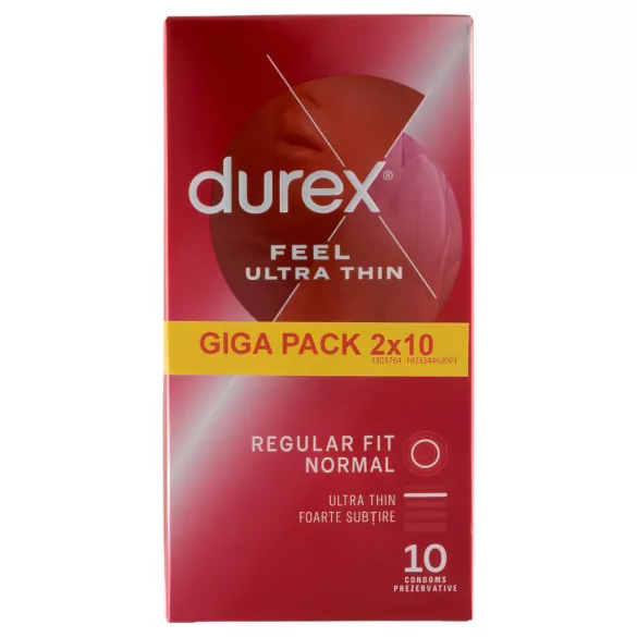 Durex Feel Ultra Thin - izjemno tanki kondomi - naraven občutek - 2x10 kos