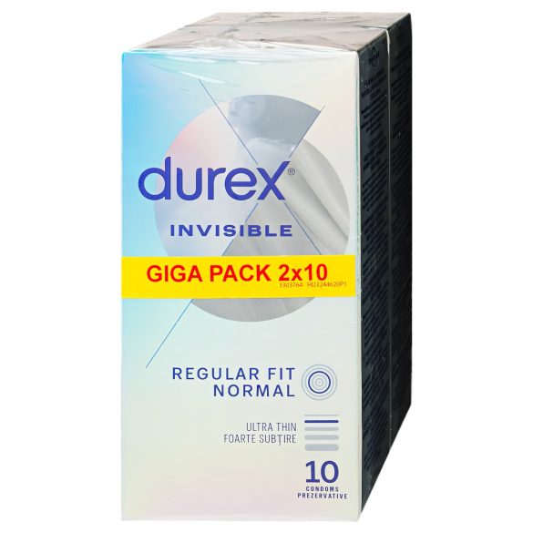 Durex Invisible Regular Fit - tanek kondom (2x10 kos)