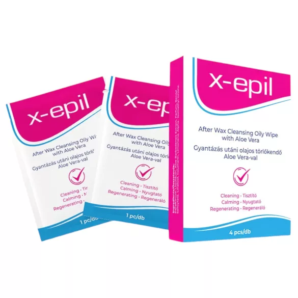 X-Epil - oljna čistilna robčka po depilaciji - aloe vera - 4 kos