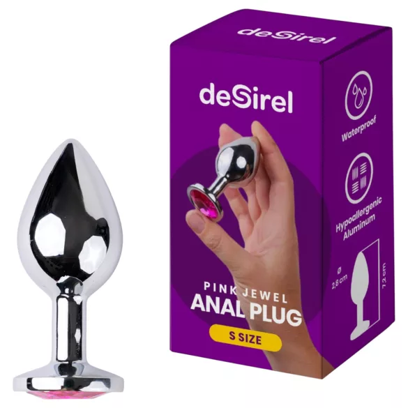 Desirel - analni čep - srebrno-roza - Pink Jewel S