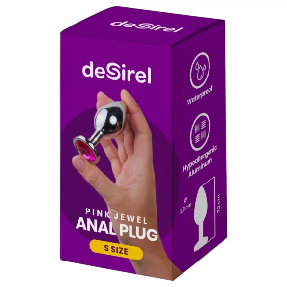 Desirel - analni čep - srebrno-roza - Pink Jewel S