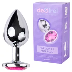 Desirel - analni čep - roza dragulj L - srebrno-roza
