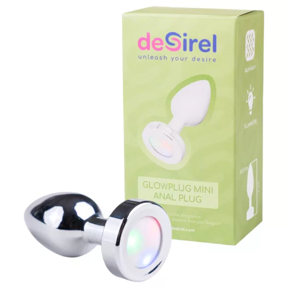 Desirel GlowPlug - analni čep z LED lučko - majhen - srebrn