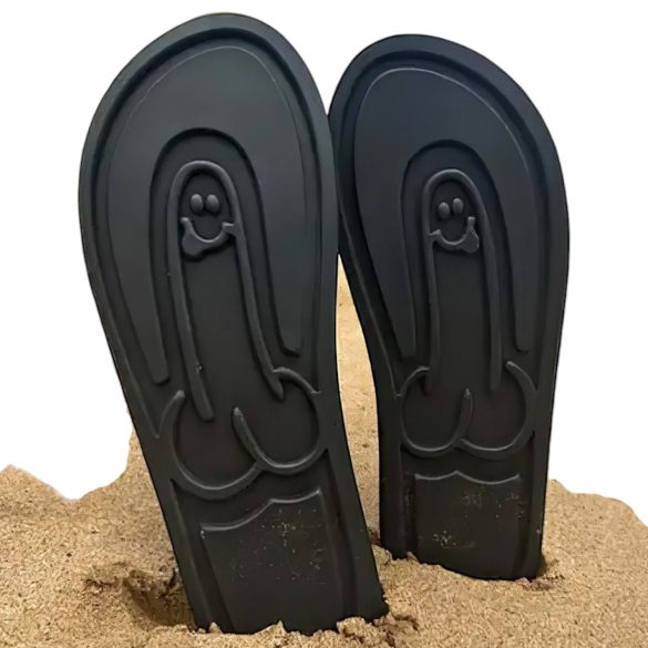 Flip-flop natikači - z motivom nasmejanega obraza - črna - 42/43