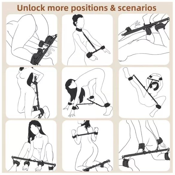 Lonely - nastavljiva raztegljiva palica z lisicami - črna