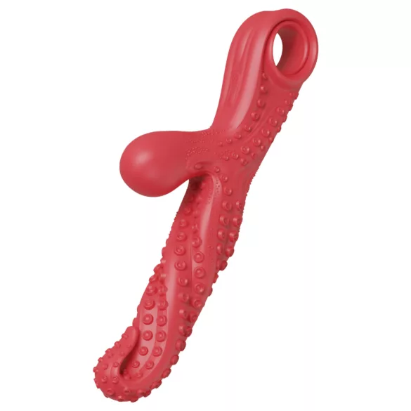 Monster Fuck - vibrator z ročajem za klitoris in lovkami - rdeč