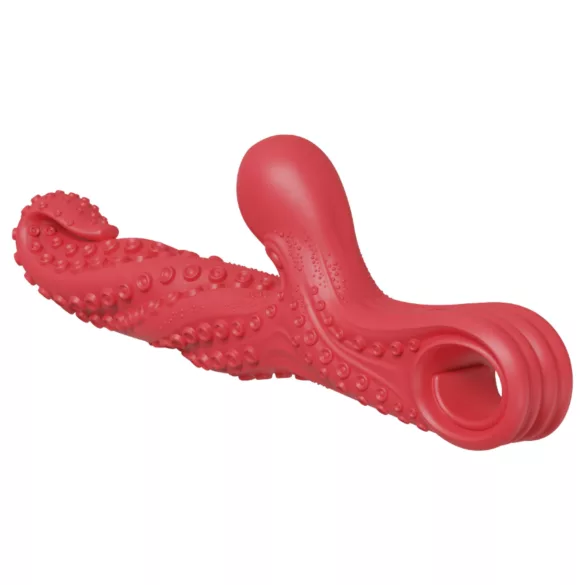 Monster Fuck - vibrator z ročajem za klitoris in lovkami - rdeč