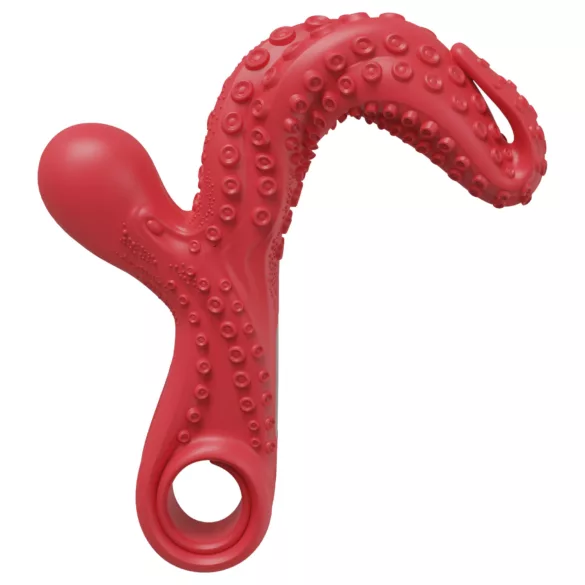 Monster Fuck - vibrator z ročajem za klitoris in lovkami - rdeč