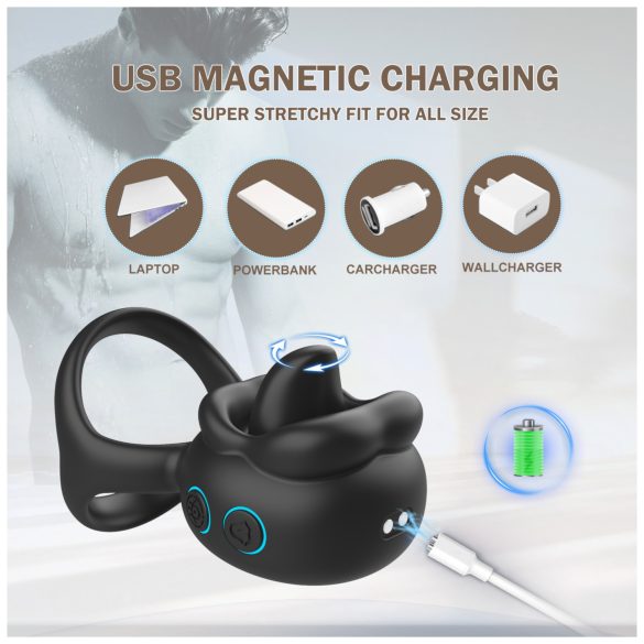 Biu-Biu - obroč za penis in vibrator za klitoris - črna