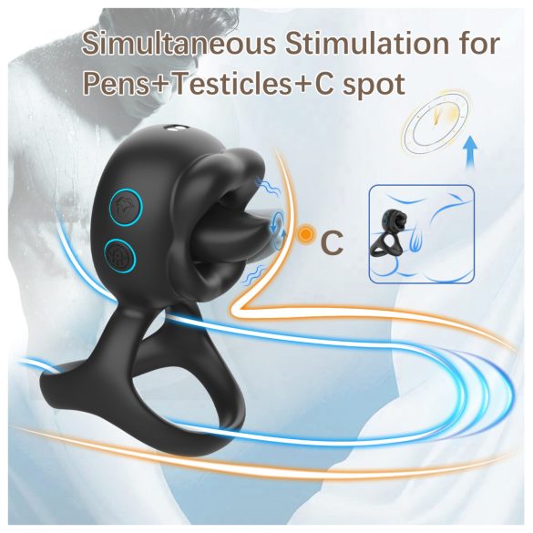 Biu-Biu - obroč za penis in vibrator za klitoris - črna