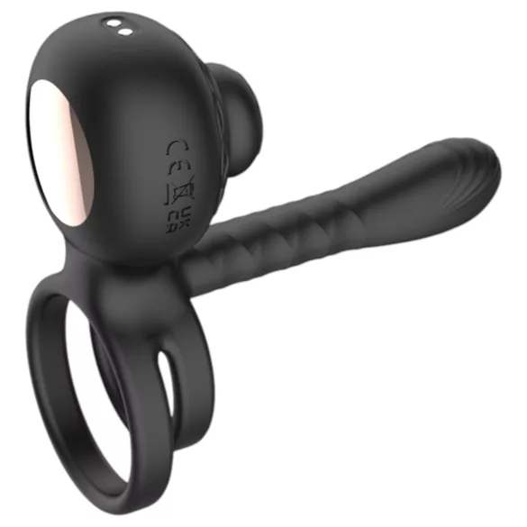 Biu-Biu - erekcijski obroč in vibrator za pare - črna