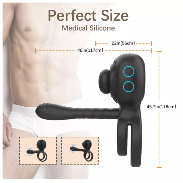 Biu-Biu - erekcijski obroč in vibrator za pare - črna