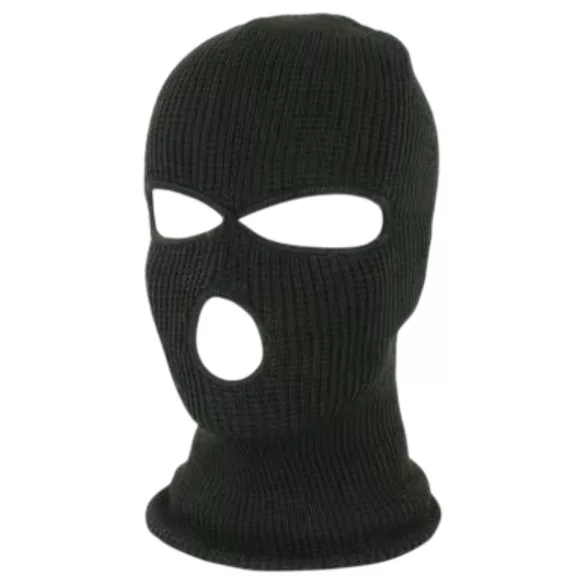 Balaclava - pletena maska s 3 odprtinami - črna