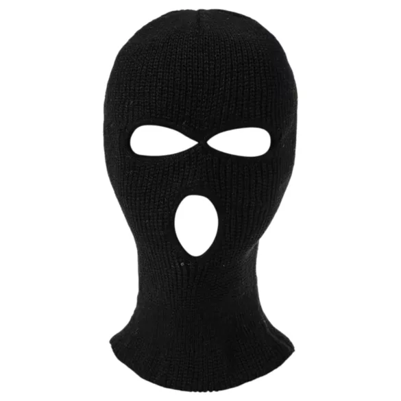 Balaclava - pletena maska s 3 odprtinami - črna